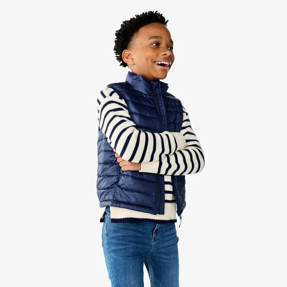 PRIMARY Kids Lightweight Puffer Vest in Black Kids Unisex Size 4-5 year